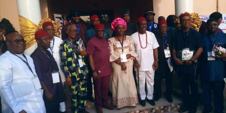 MPR Education-Summit-Imo State Education Commisioner Prof-Viola-Onwuliri-flanked-by-Prof Joe Ahaneku (right) and Chief-Paschal-Egwim (Governor's rep. left)